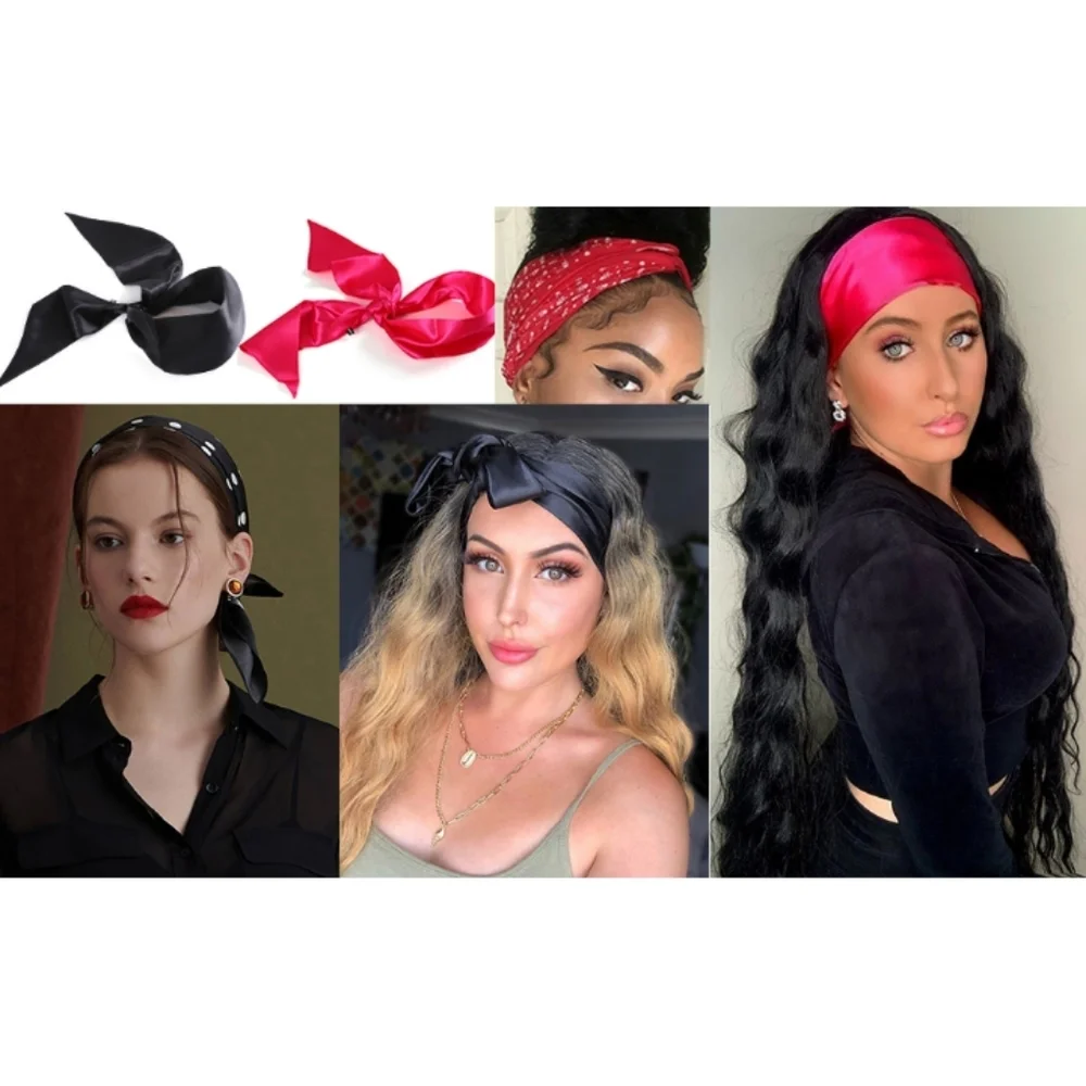 Blooming Hair 2 PCS Satin Headband Wrap